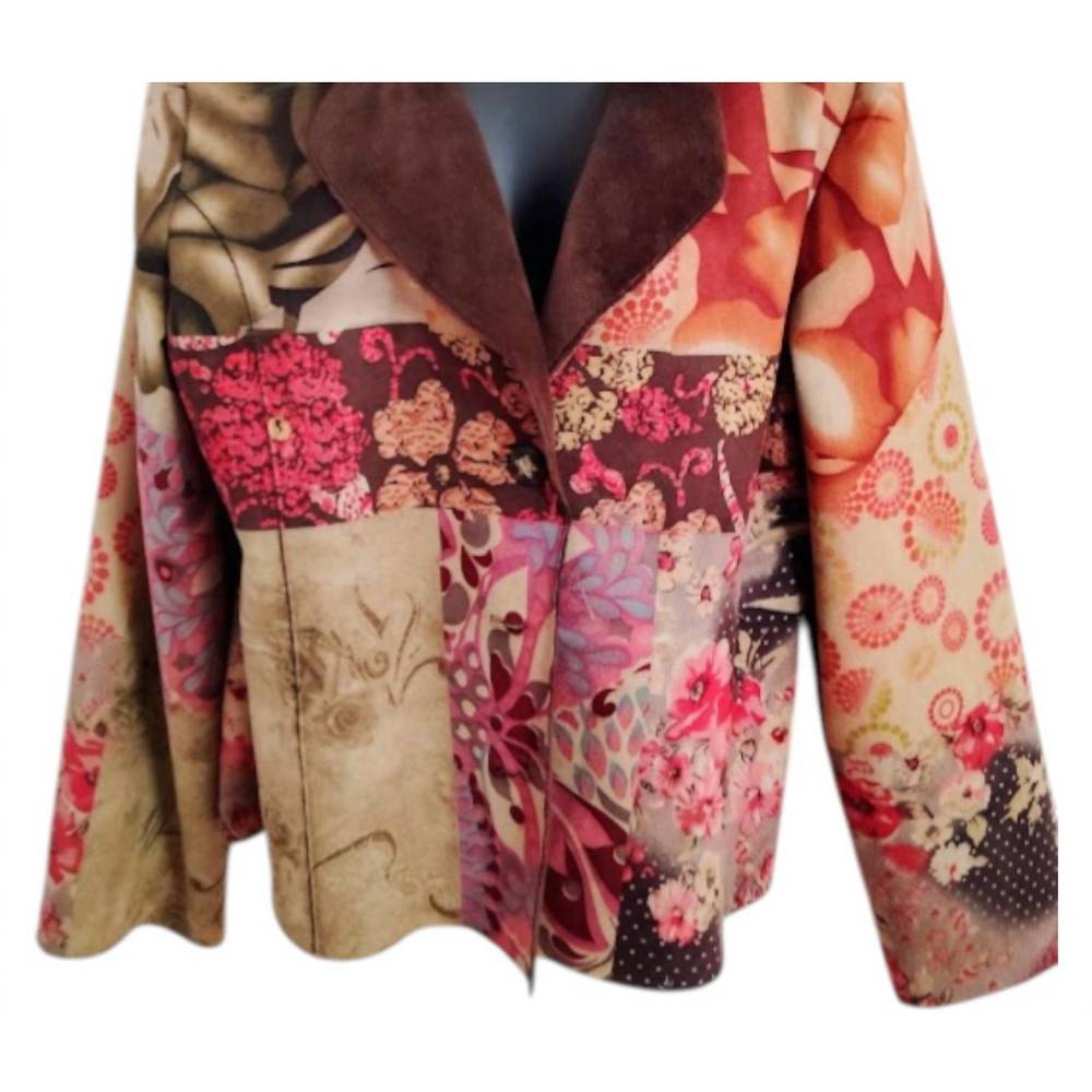 NEW RADZOLI women's vintage floral jacket in brown print